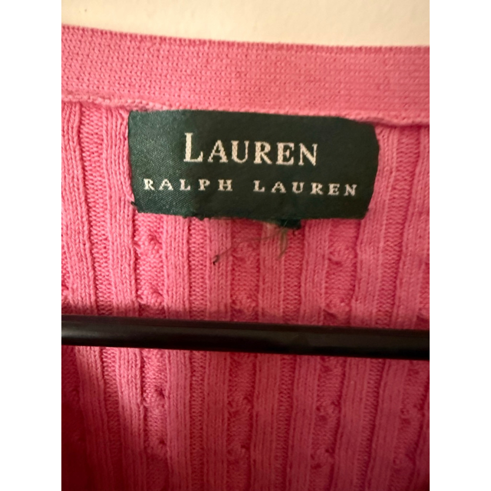 Women's Ralph Lauren Pink Cable Knit Cardigan Sweater S - Picture 2 of 3